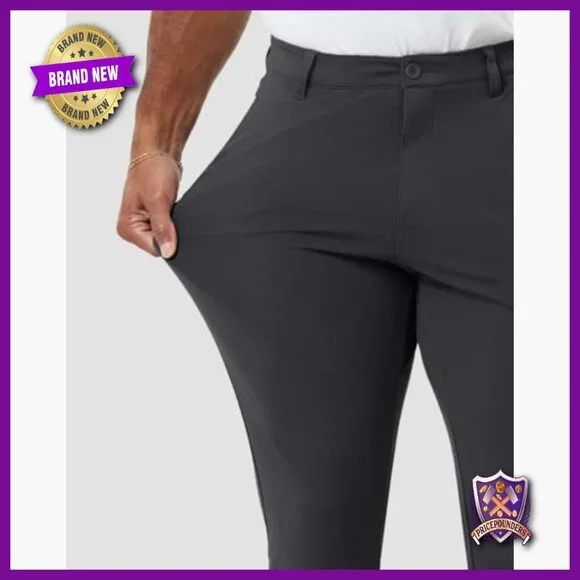 Slim Fit Stretch Chinos with Hidden Zipper Pockets, 30 Inseam